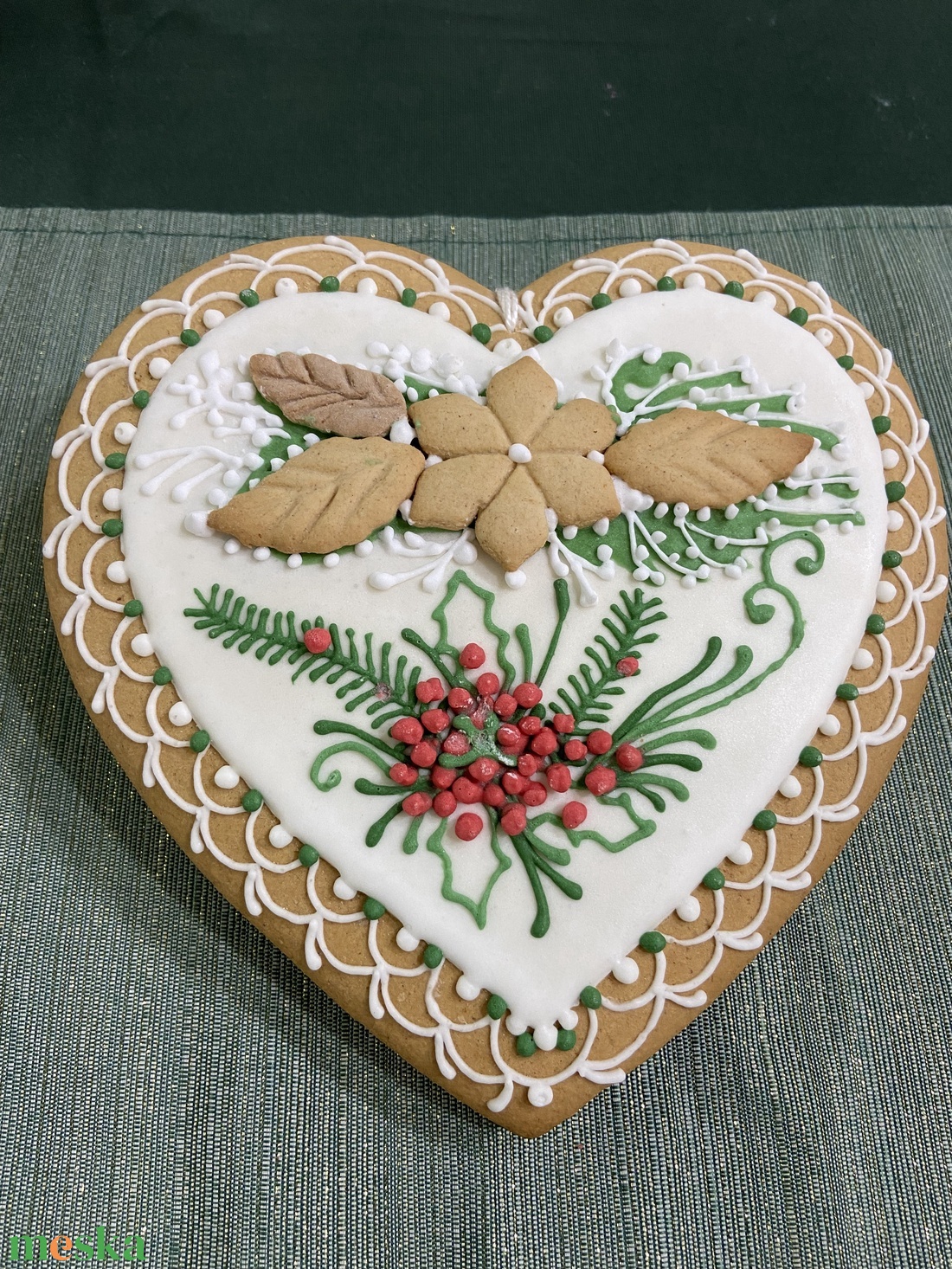 Szívalakú nagy mézeskalács - karácsony - adventi díszek - adventi asztaldísz - Meska.hu