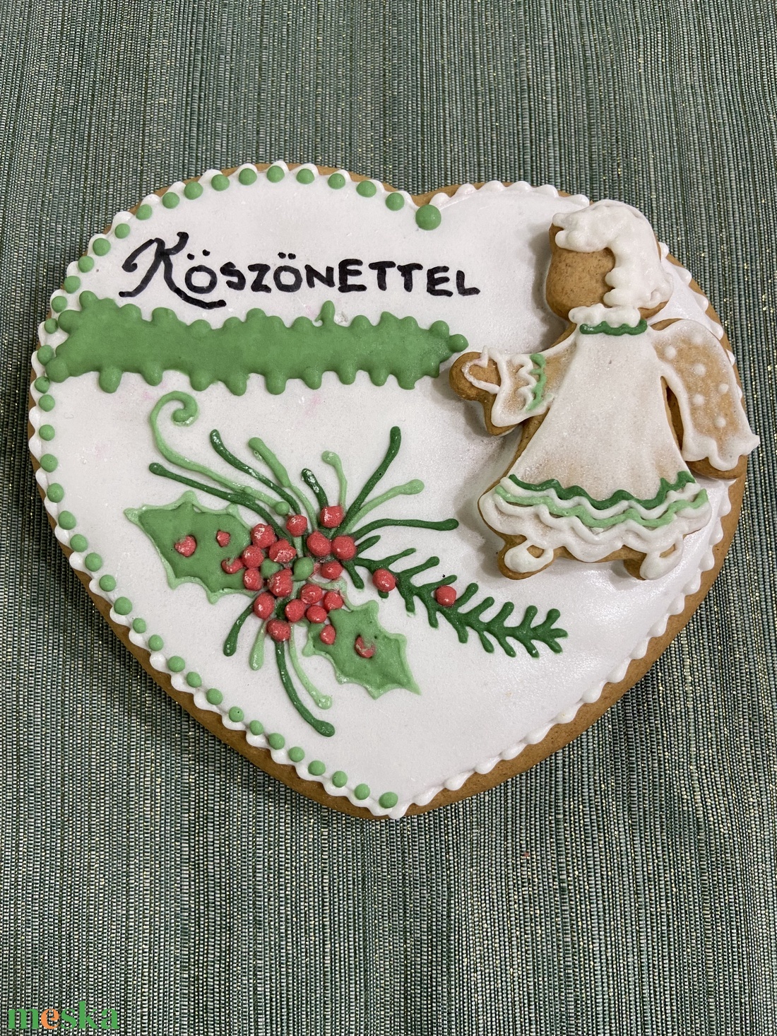 Szívalakú nagy mézeskalács - karácsony - adventi díszek - adventi asztaldísz - Meska.hu