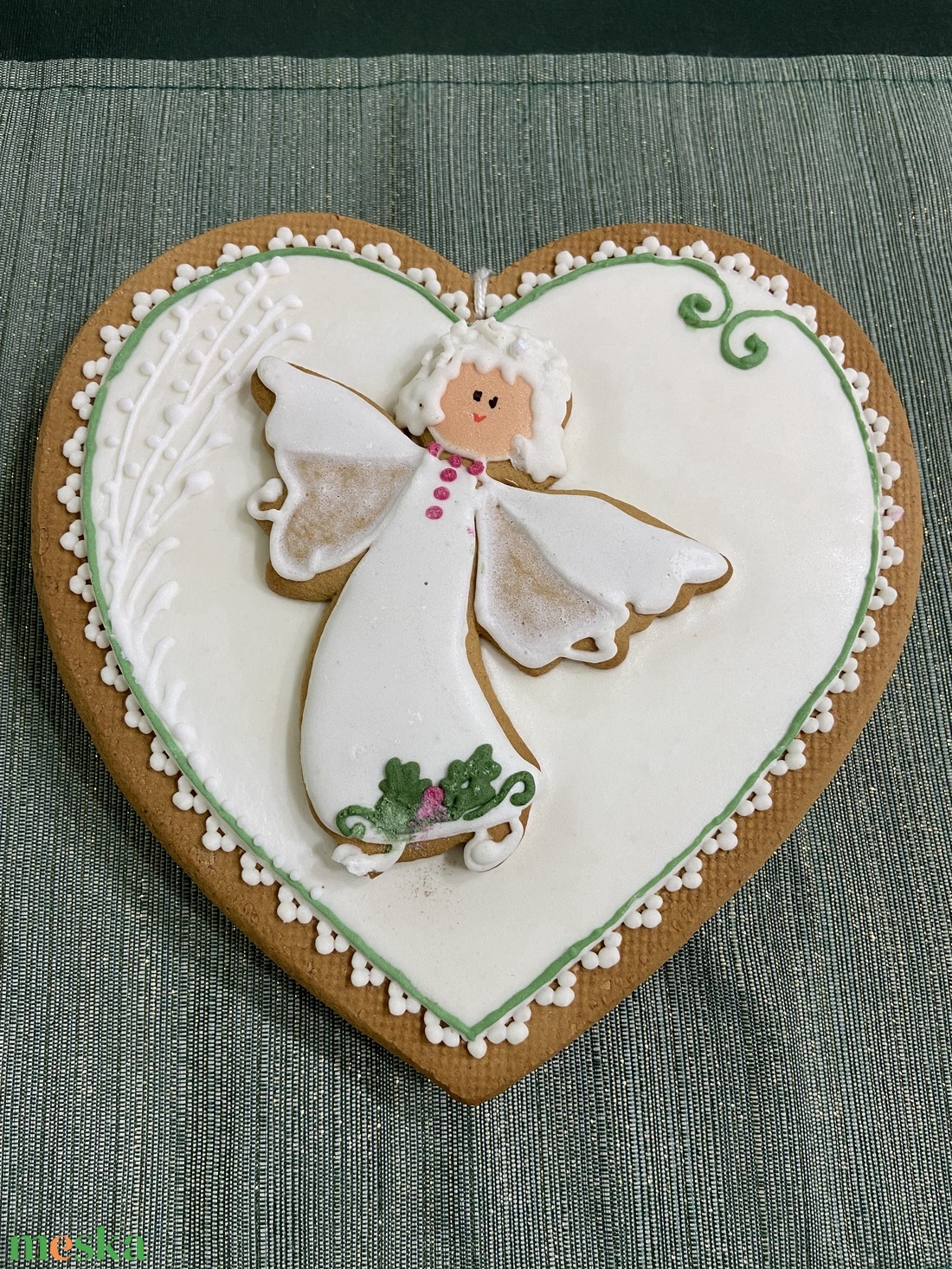 Szívalakú nagy mézeskalács - karácsony - adventi díszek - adventi asztaldísz - Meska.hu