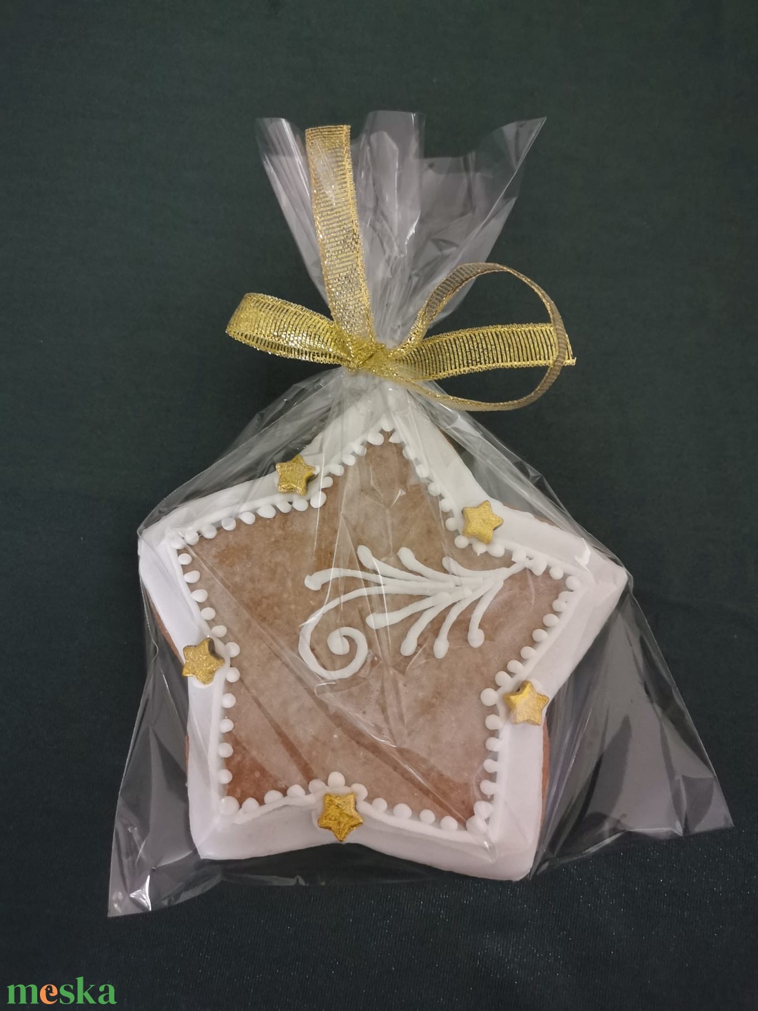 Arany csillag mézeskalács - karácsony - karácsonyi lakásdekoráció - karácsonyi lakásdíszek - Meska.hu