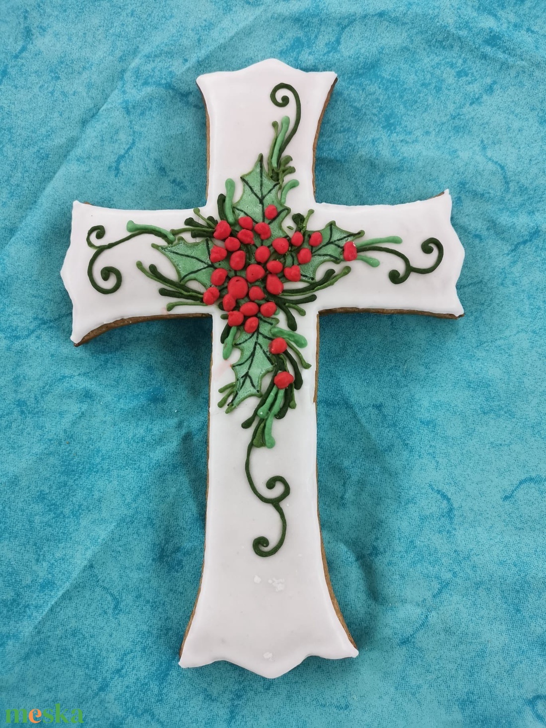 Mézeskalács kereszt - karácsony - adventi díszek - adventi ajtódísz - Meska.hu