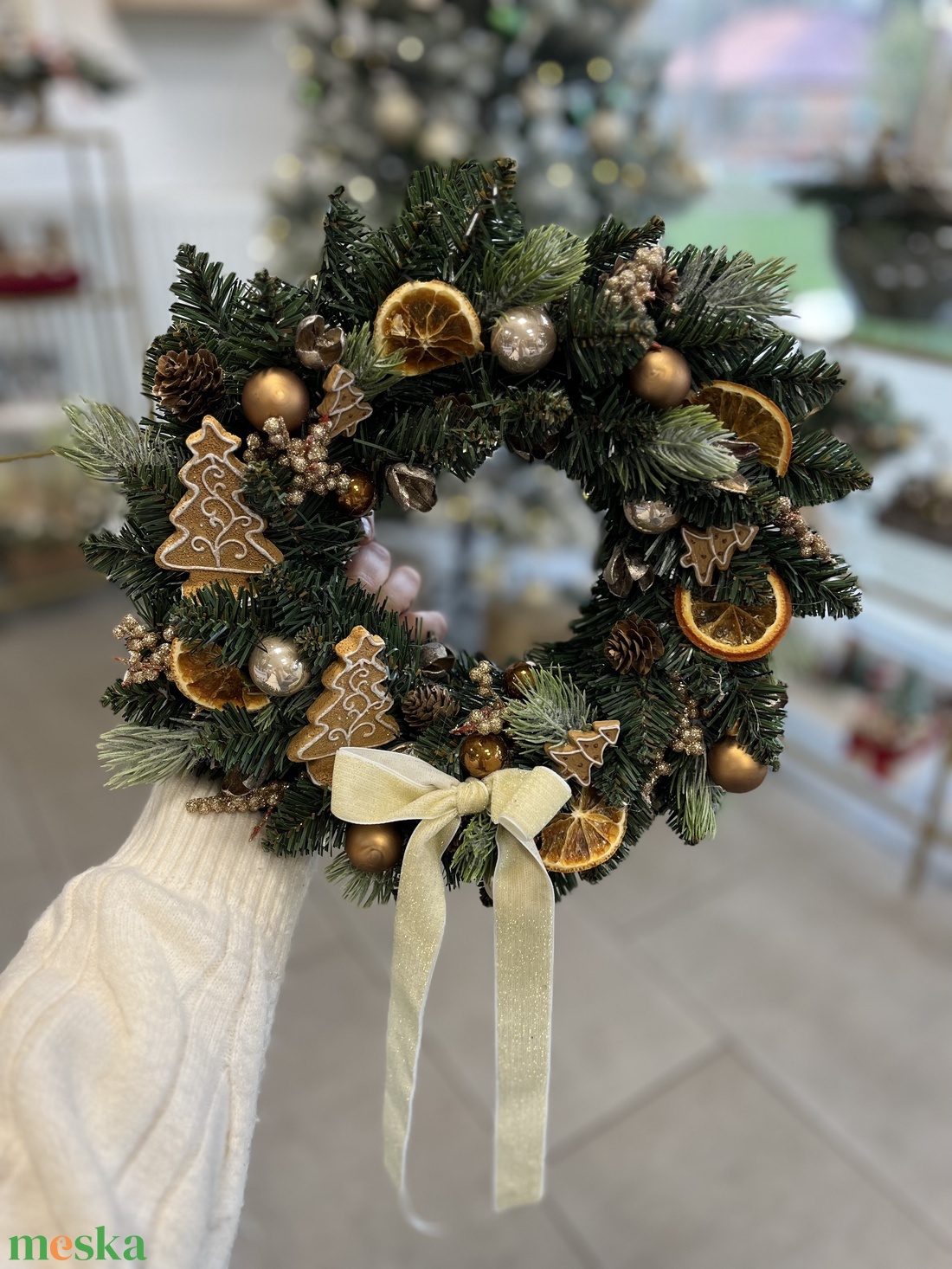 Karácsonyi mézis kopogtató - karácsony - adventi díszek - adventi ajtódísz - Meska.hu