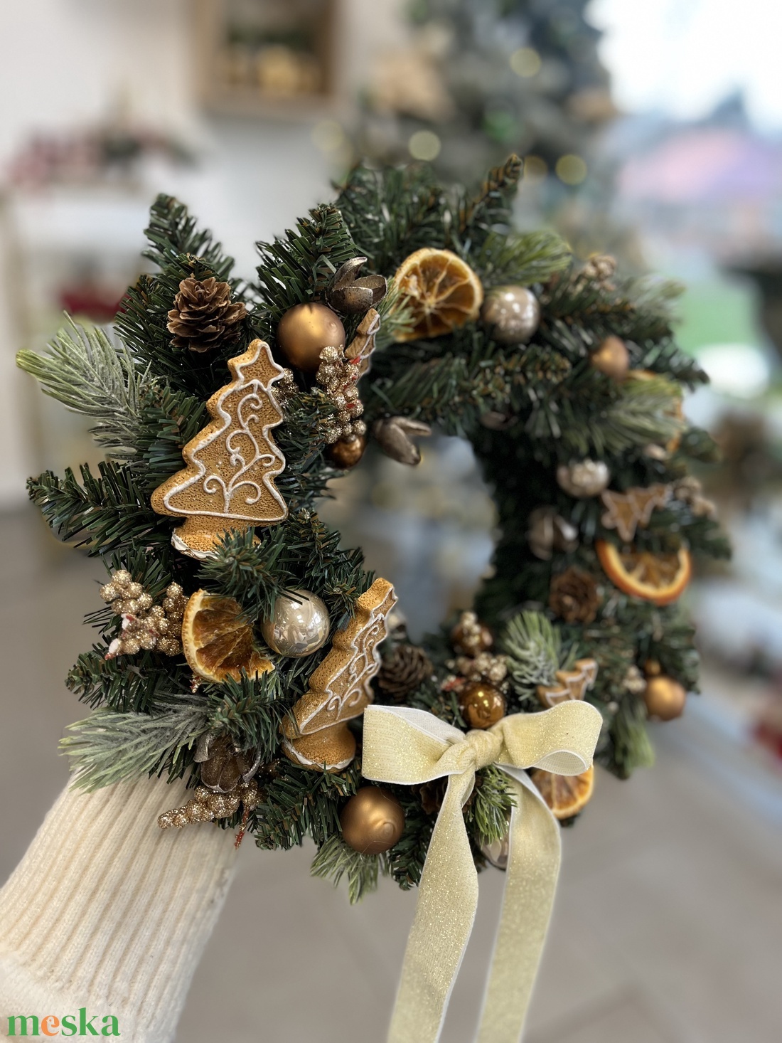 Karácsonyi mézis kopogtató - karácsony - adventi díszek - adventi ajtódísz - Meska.hu