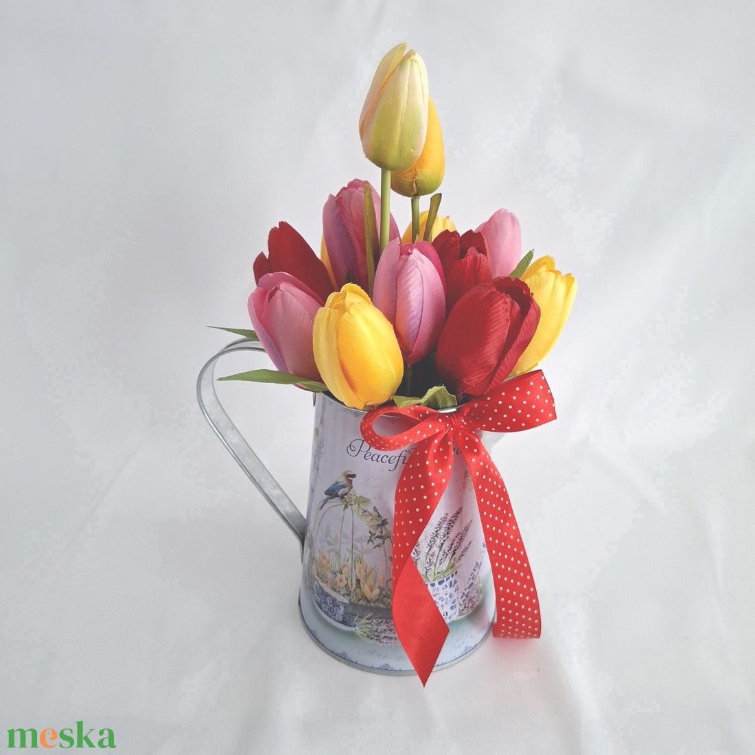 Tavaszi tulipános locsoló kaspó, csokor, box, asztaldísz - otthon & életmód - dekoráció - virágdísz és tartó - csokor & virágdísz - Meska.hu