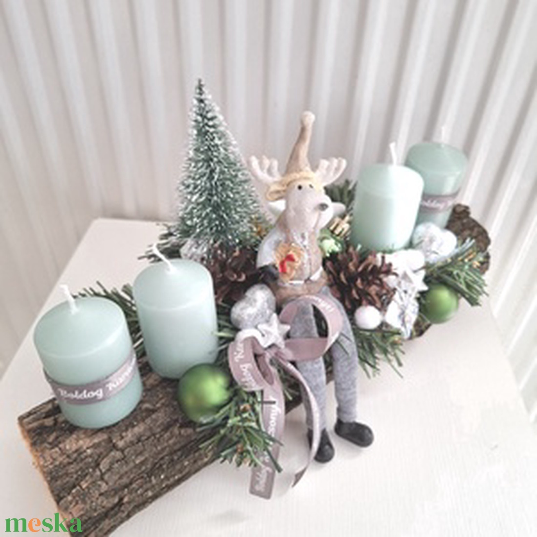 Rénszarvas adventi karácsonyi asztaldísz, dekoráció  - karácsony - adventi díszek - adventi asztaldísz - Meska.hu
