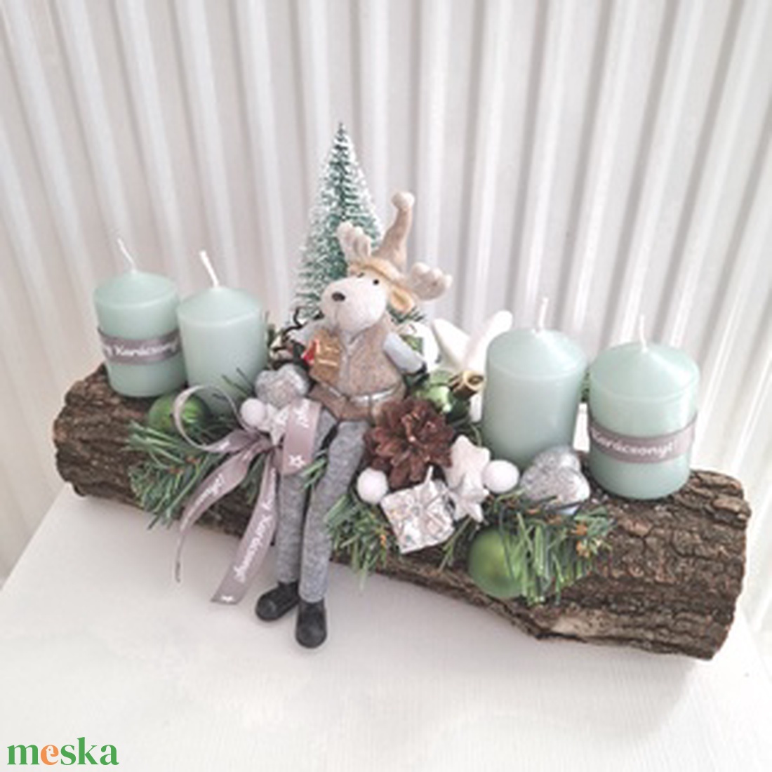 Rénszarvas adventi karácsonyi asztaldísz, dekoráció  - karácsony - adventi díszek - adventi asztaldísz - Meska.hu