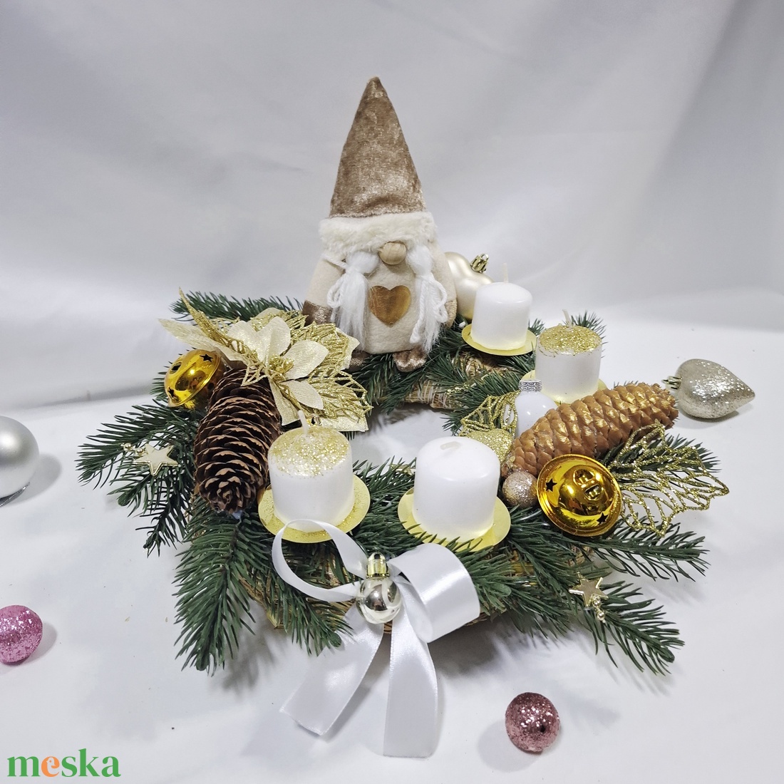 Manó adventi karácsonyi asztaldísz, dekoráció  - karácsony - adventi díszek - adventi asztaldísz - Meska.hu
