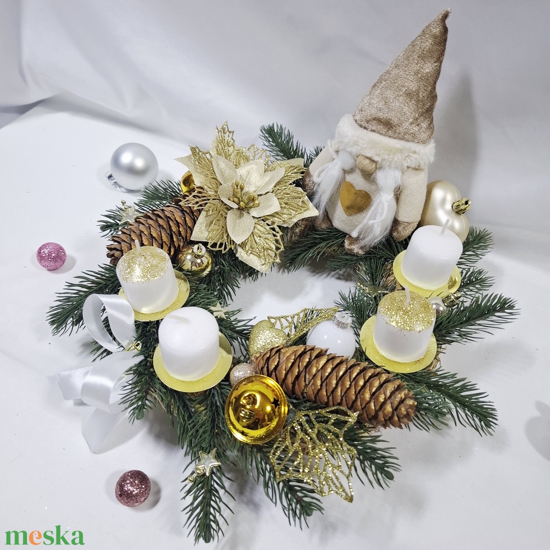 Manó adventi karácsonyi asztaldísz, dekoráció  - karácsony - adventi díszek - adventi asztaldísz - Meska.hu