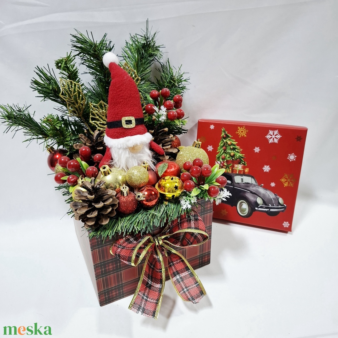 Manó karácsonyi asztaldísz, dekoráció  - karácsony - adventi díszek - adventi asztaldísz - Meska.hu