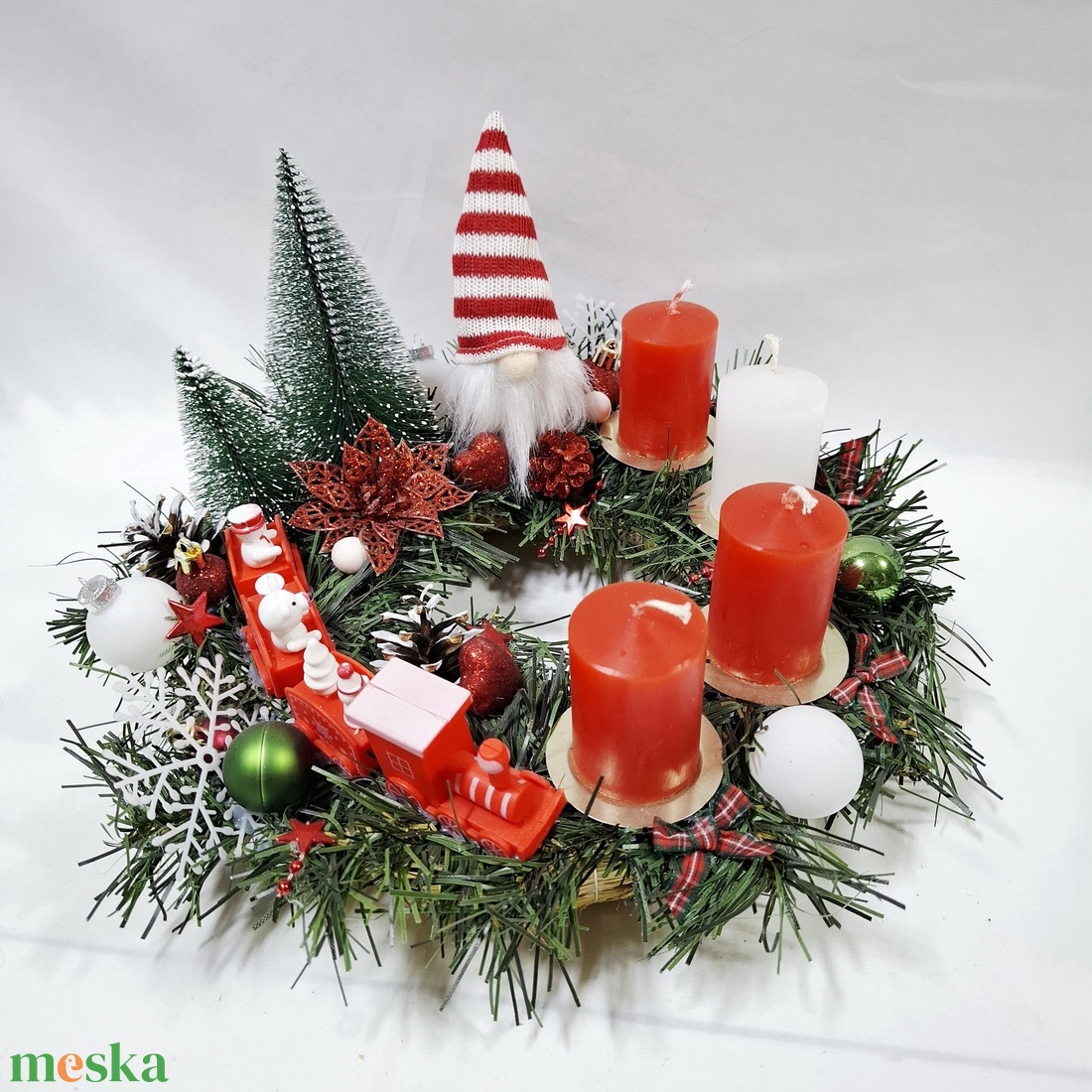 Manó adventi karácsonyi asztaldísz, dekoráció  - karácsony - adventi díszek - adventi asztaldísz - Meska.hu