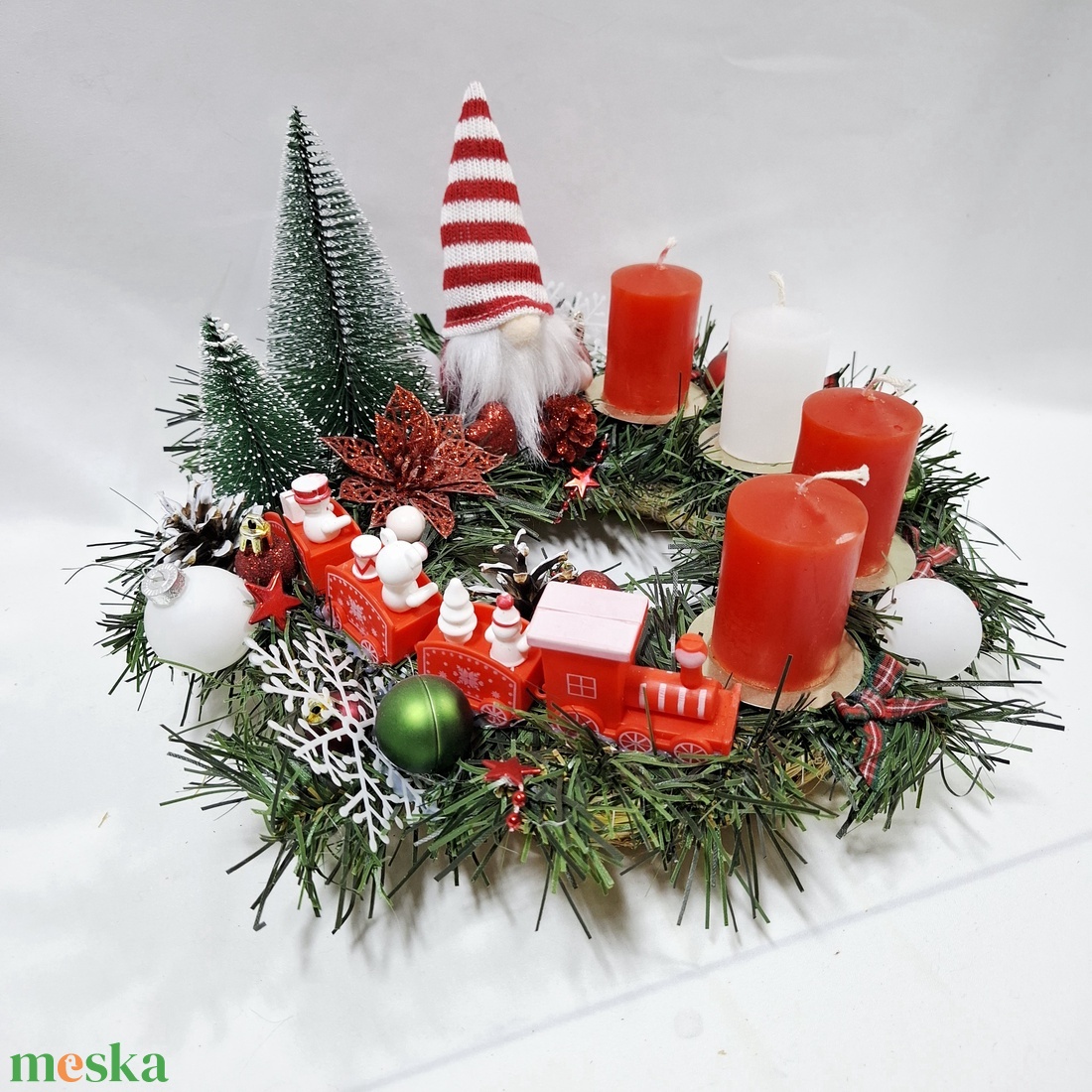 Manó adventi karácsonyi asztaldísz, dekoráció  - karácsony - adventi díszek - adventi asztaldísz - Meska.hu
