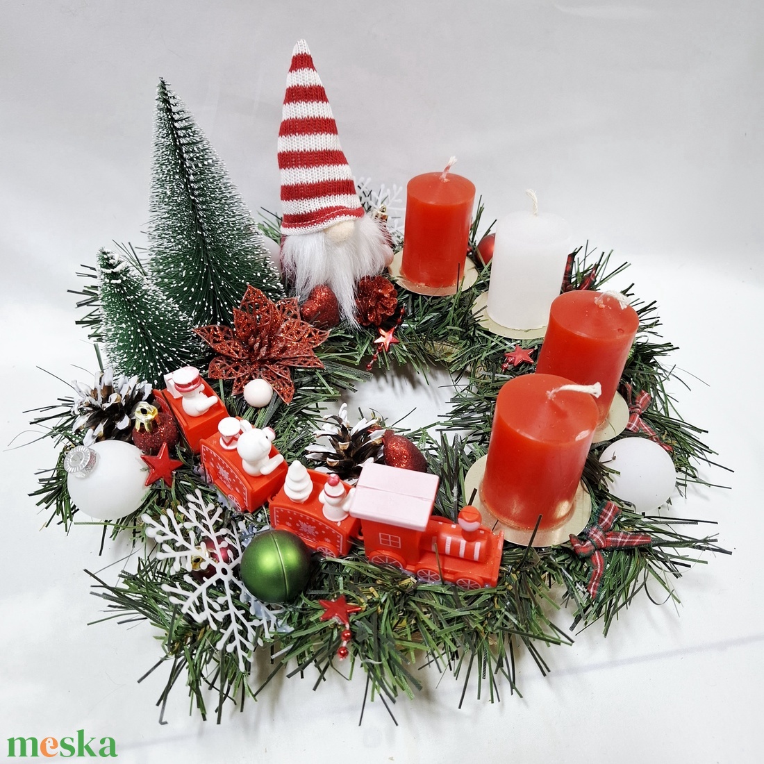 Manó adventi karácsonyi asztaldísz, dekoráció  - karácsony - adventi díszek - adventi asztaldísz - Meska.hu