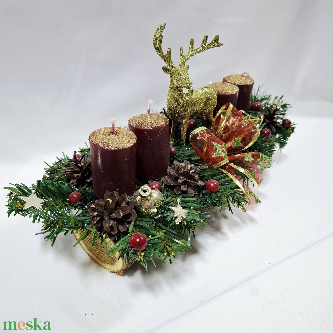 Rénszarvas adventi karácsonyi asztaldísz, dekoráció  - karácsony - adventi díszek - adventi asztaldísz - Meska.hu
