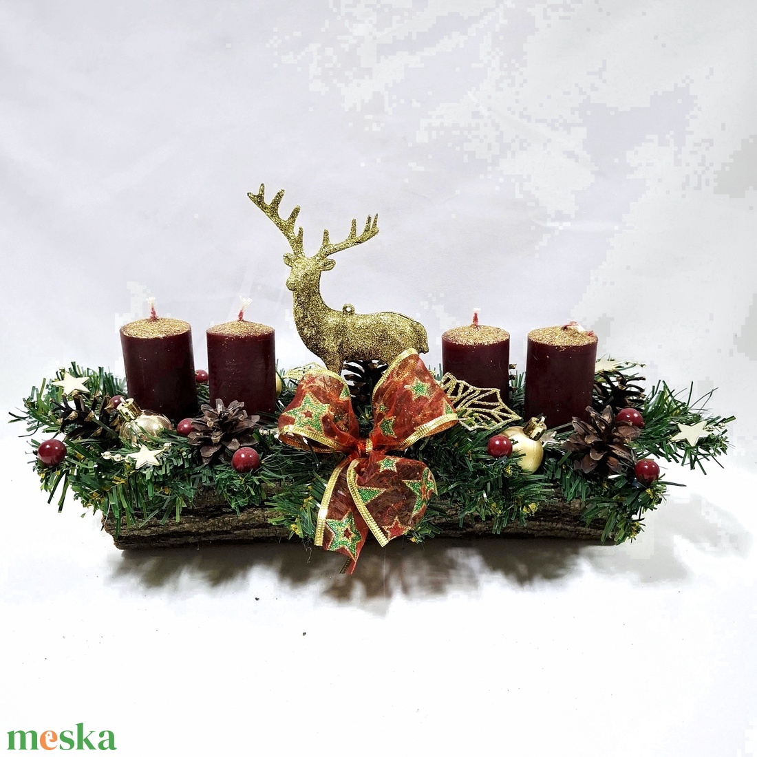 Rénszarvas adventi karácsonyi asztaldísz, dekoráció  - karácsony - adventi díszek - adventi asztaldísz - Meska.hu