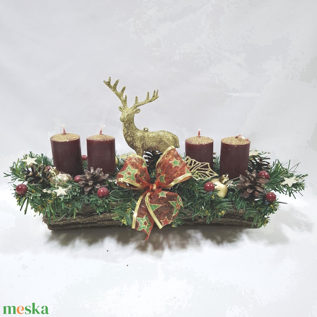 Rénszarvas adventi karácsonyi asztaldísz, dekoráció  - karácsony - adventi díszek - adventi asztaldísz - Meska.hu