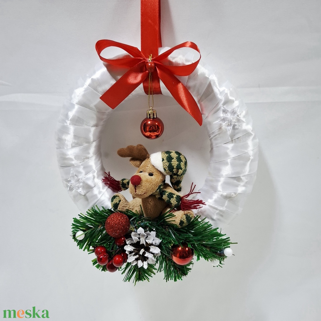 Rénszarvas karácsonyi kopogtató, ajtódísz , dekoráció  - karácsony - karácsonyi lakásdekoráció - karácsonyi ajtódíszek - Meska.hu