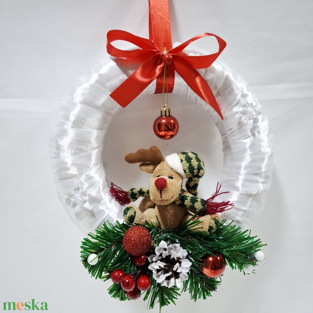 Rénszarvas karácsonyi kopogtató, ajtódísz , dekoráció  - karácsony - karácsonyi lakásdekoráció - karácsonyi ajtódíszek - Meska.hu