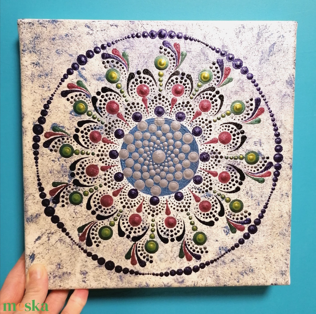 Márványos-gyöngyös pontozott mandala - otthon & életmód - dekoráció - spiritualitás - mandala - Meska.hu
