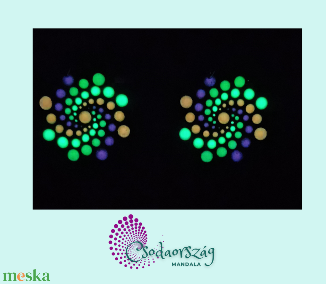 Foszforeszkáló pontozott mandalás fülbevaló (vagy ékszerszett) - Spirál party - ékszer - fülbevaló - lógó fülbevaló - Meska.hu Foszforeszkáló pontozott mandalás fülbevaló (vagy ékszerszett) - Spirál party - ékszer - fülbevaló - lógó fülbevaló - Meska.hu