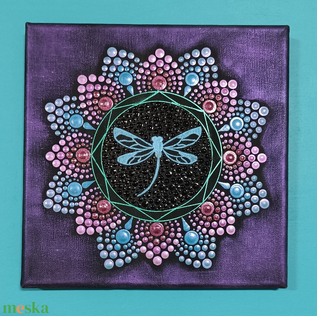 Szitakötő pontozott mandala - otthon & életmód - dekoráció - spiritualitás - mandala - Meska.hu