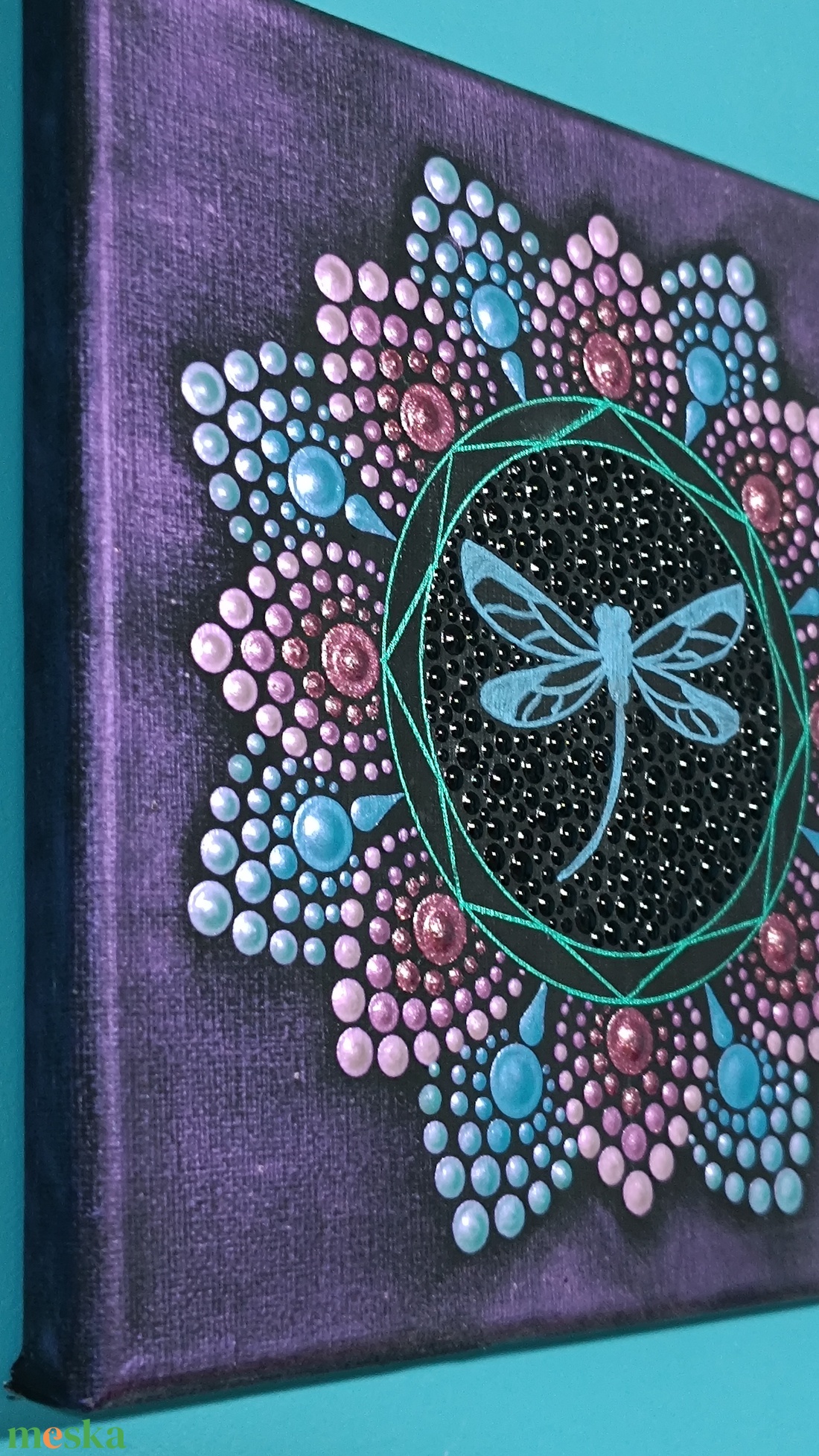 Szitakötő pontozott mandala - otthon & életmód - dekoráció - spiritualitás - mandala - Meska.hu