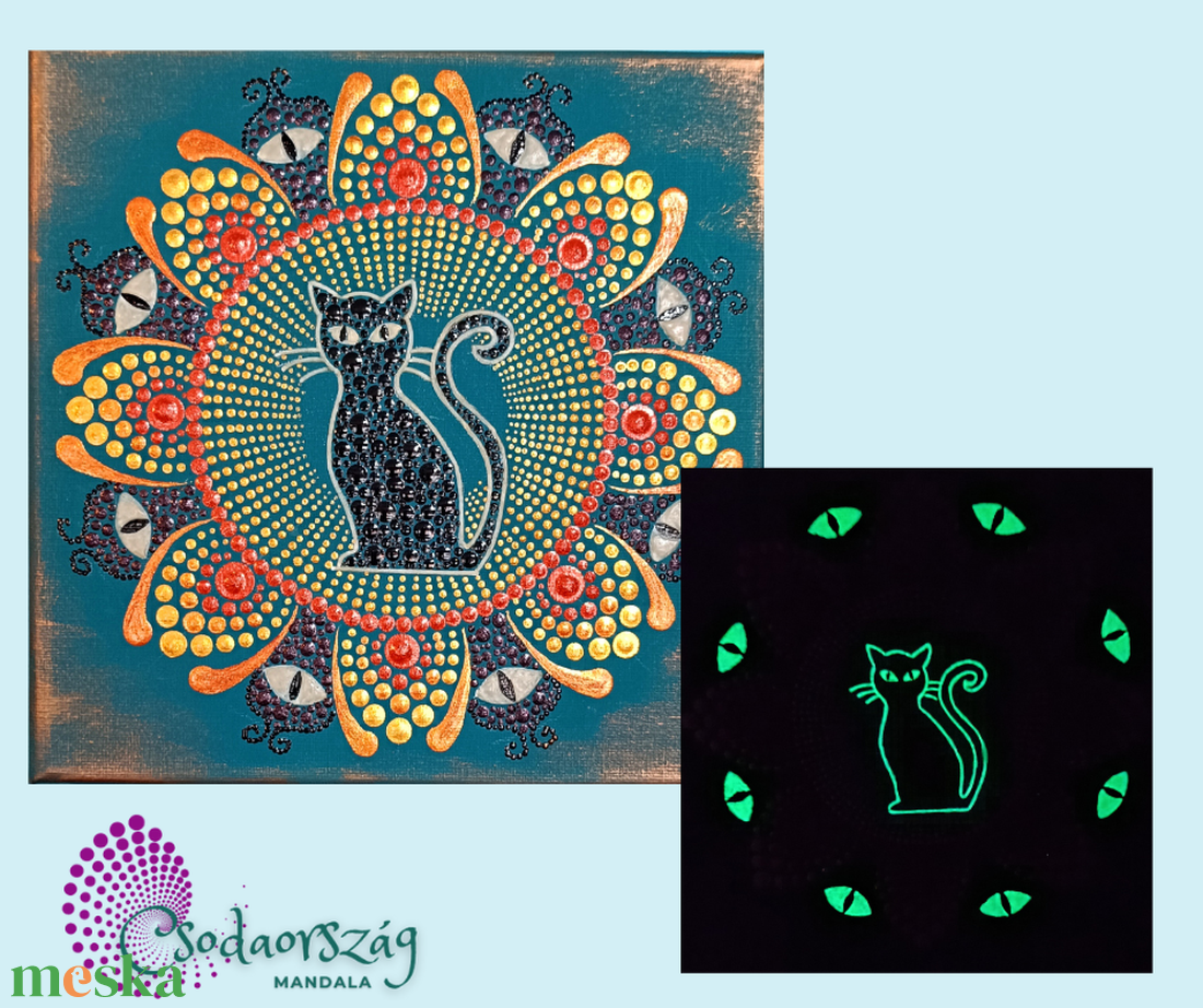 Macskaszem - foszforeszkáló cicás pontozott mandala - otthon & életmód - dekoráció - spiritualitás - mandala - Meska.hu Macskaszem - foszforeszkáló cicás pontozott mandala - otthon & életmód - dekoráció - spiritualitás - mandala - Meska.hu