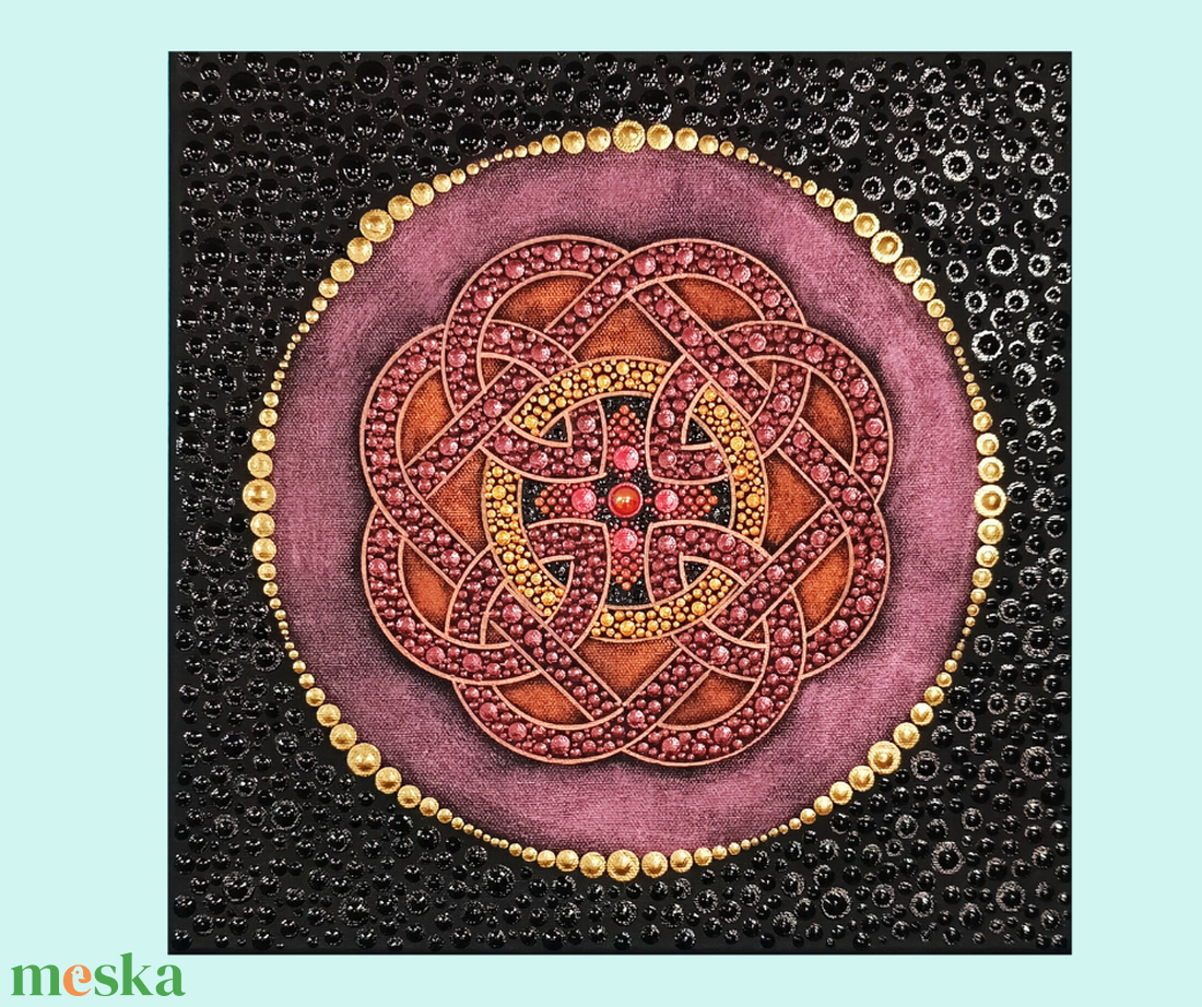 Kelta csomó - bordó-arany pontozott mandala - otthon & életmód - dekoráció - spiritualitás - mandala - Meska.hu