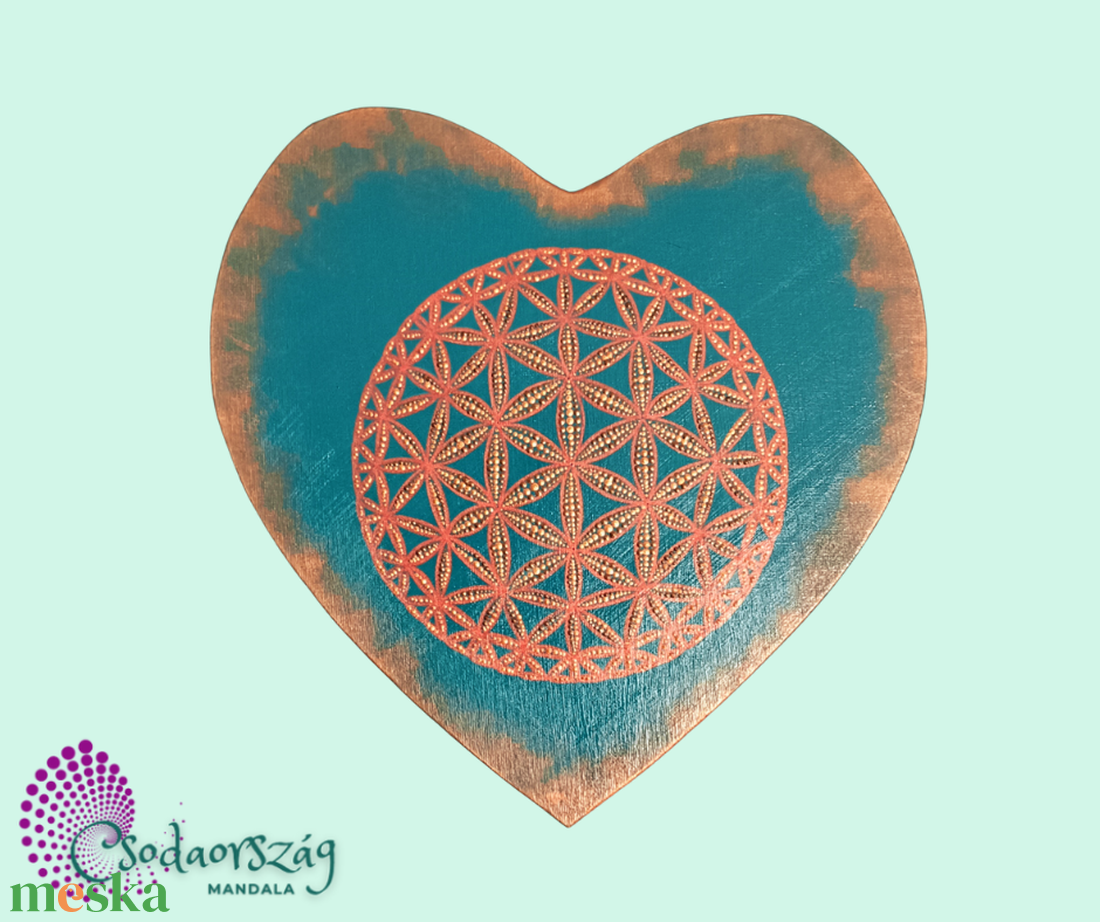 Türkiz élet virága - szív alakú pontozott mandala - otthon & életmód - dekoráció - spiritualitás - mandala - Meska.hu Türkiz élet virága - szív alakú pontozott mandala - otthon & életmód - dekoráció - spiritualitás - mandala - Meska.hu