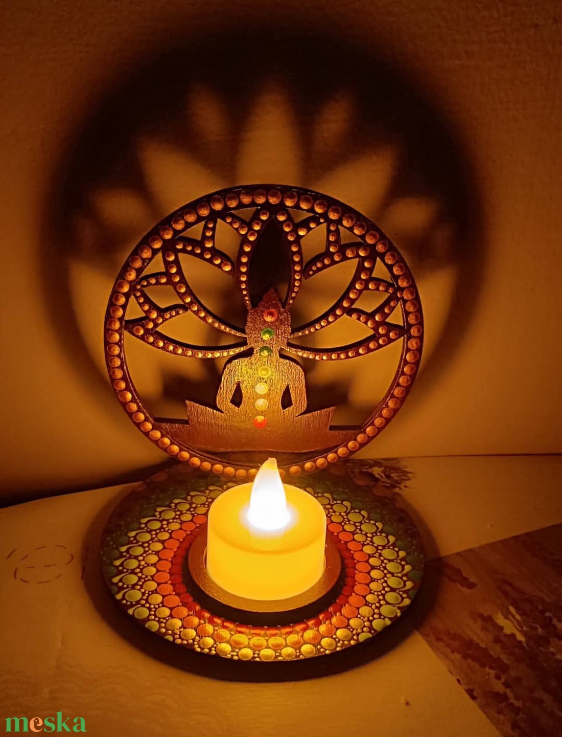 Mécsestartó árnyéklámpa - Buddha - otthon & életmód - gyertya, illat, aroma - mécses és mécsestartó - Meska.hu