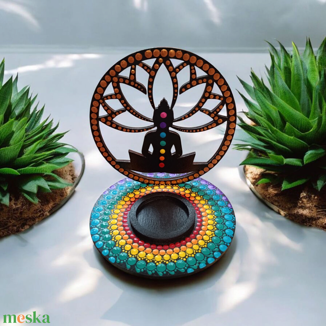 Mécsestartó árnyéklámpa - Buddha - otthon & életmód - gyertya, illat, aroma - mécses és mécsestartó - Meska.hu