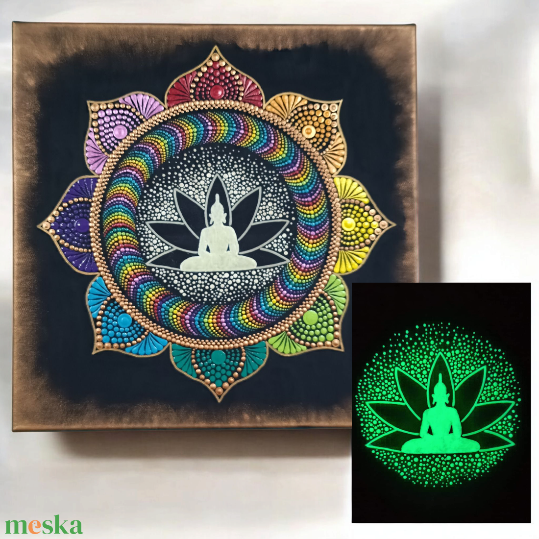 Foszforeszkáló mandala Buddha virága - otthon & életmód - dekoráció - spiritualitás - mandala - Meska.hu