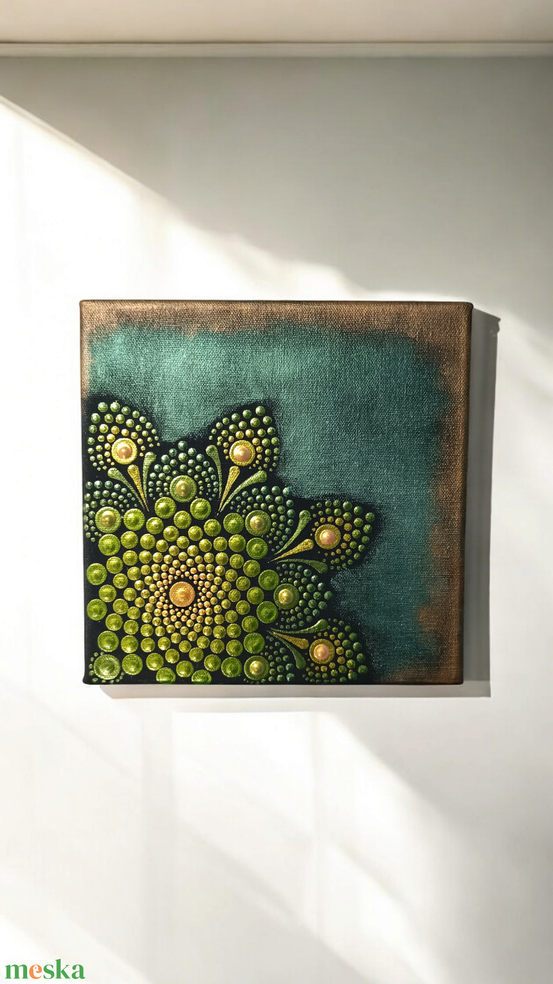 Zöldarany pontozott mandala - otthon & életmód - dekoráció - spiritualitás - mandala - Meska.hu