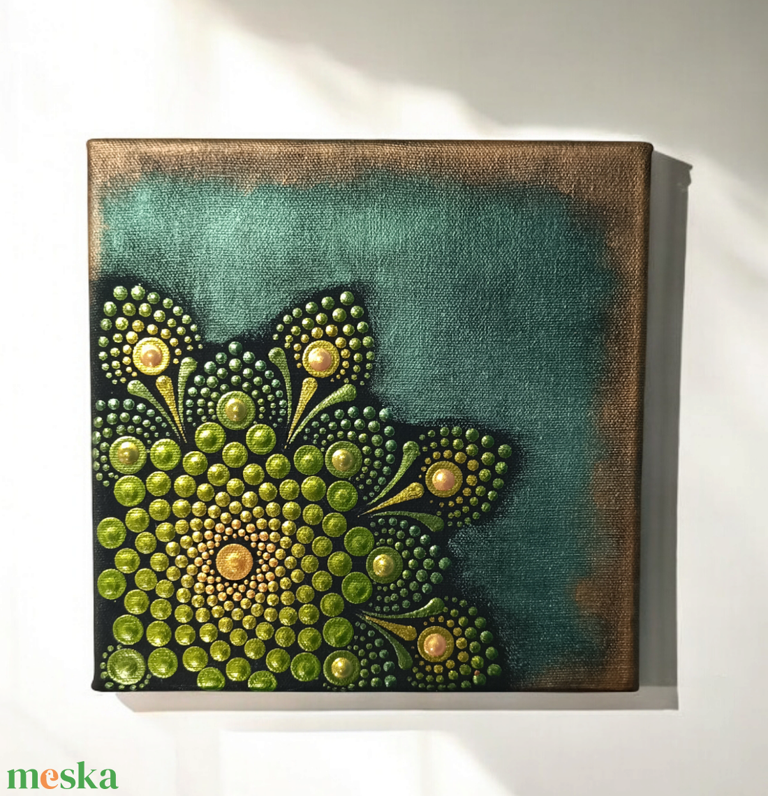 Zöldarany pontozott mandala - otthon & életmód - dekoráció - spiritualitás - mandala - Meska.hu