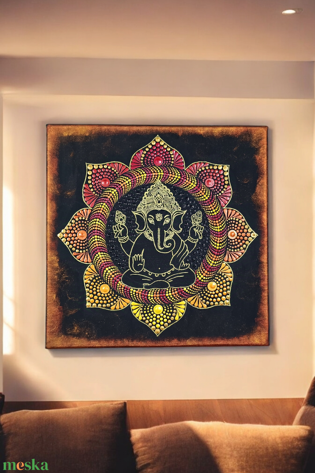 Ganesha pontozott mandala 30 cm - otthon & életmód - dekoráció - spiritualitás - mandala - Meska.hu