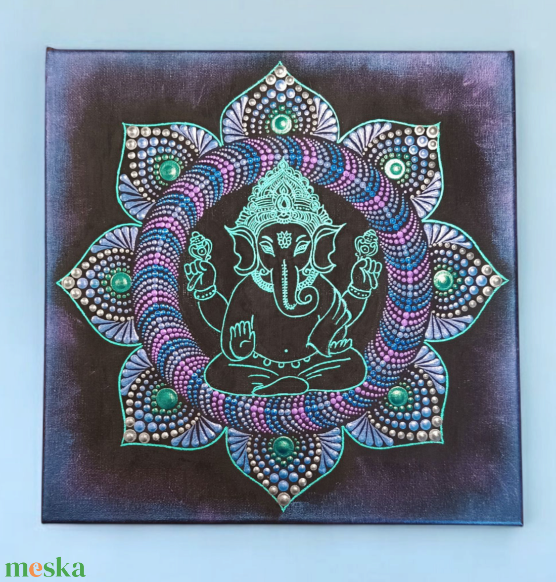 Ganesha pontozott mandala 30 cm - otthon & életmód - dekoráció - spiritualitás - mandala - Meska.hu