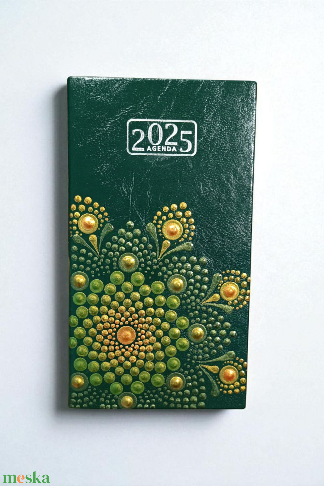 2026. évi kézzel festett zsebnaptár - zöld-arany - otthon & életmód - papír, írószer - naptár & tervező - Meska.hu