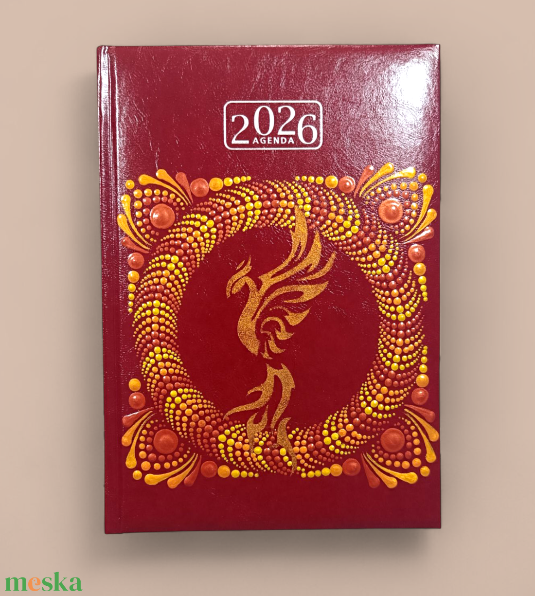 2026. évi főnixmadaras határidőnapló - 3D hatású, bordó - otthon & életmód - papír, írószer - naptár & tervező - Meska.hu