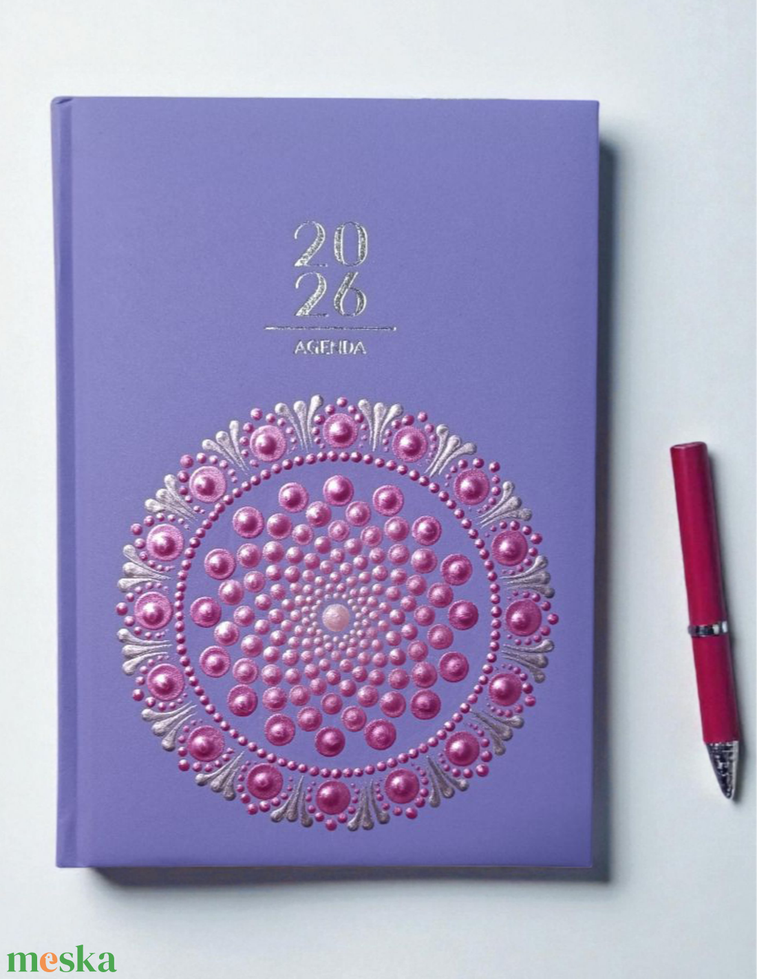 2026. évi napi beosztású mandalás határidőnapló - lila-ezüst - otthon & életmód - papír, írószer - naptár & tervező - Meska.hu