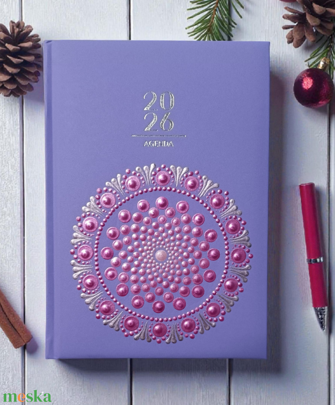 2026. évi napi beosztású mandalás határidőnapló - lila-ezüst - otthon & életmód - papír, írószer - naptár & tervező - Meska.hu