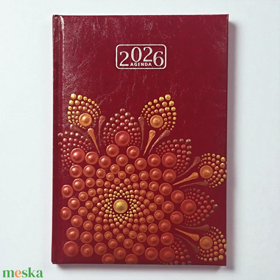2026. évi napi beosztású mandalás határidőnapló - bordó-arany - otthon & életmód - papír, írószer - naptár & tervező - Meska.hu