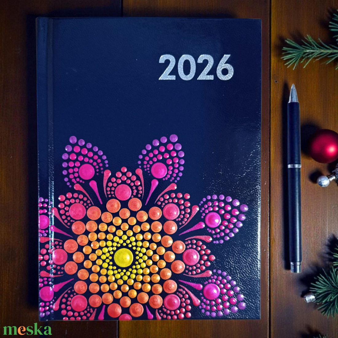 2026. évi heti beosztású mandalás határidőnapló - sárga-magenta - otthon & életmód - papír, írószer - naptár & tervező - Meska.hu