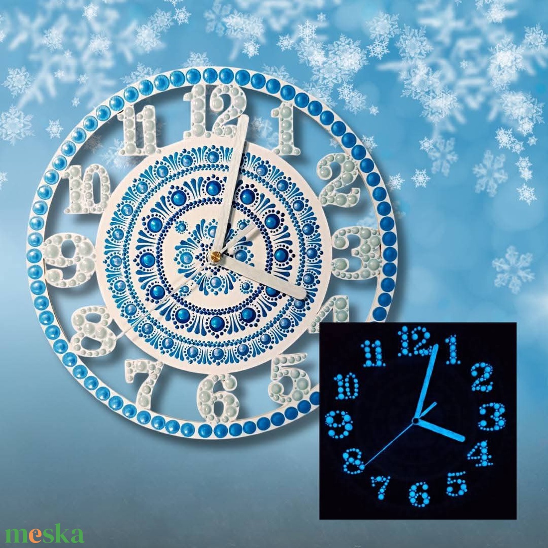 Foszforeszkáló (sötétben világító) mandalás falióra - otthon & életmód - dekoráció - fali és függő dekoráció - falióra & óra - Meska.hu