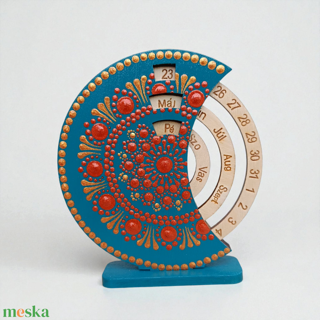 Mini öröknaptár - türkiz - vörösarany - otthon & életmód - dekoráció - fali és függő dekoráció - falinaptár & öröknaptár - Meska.hu