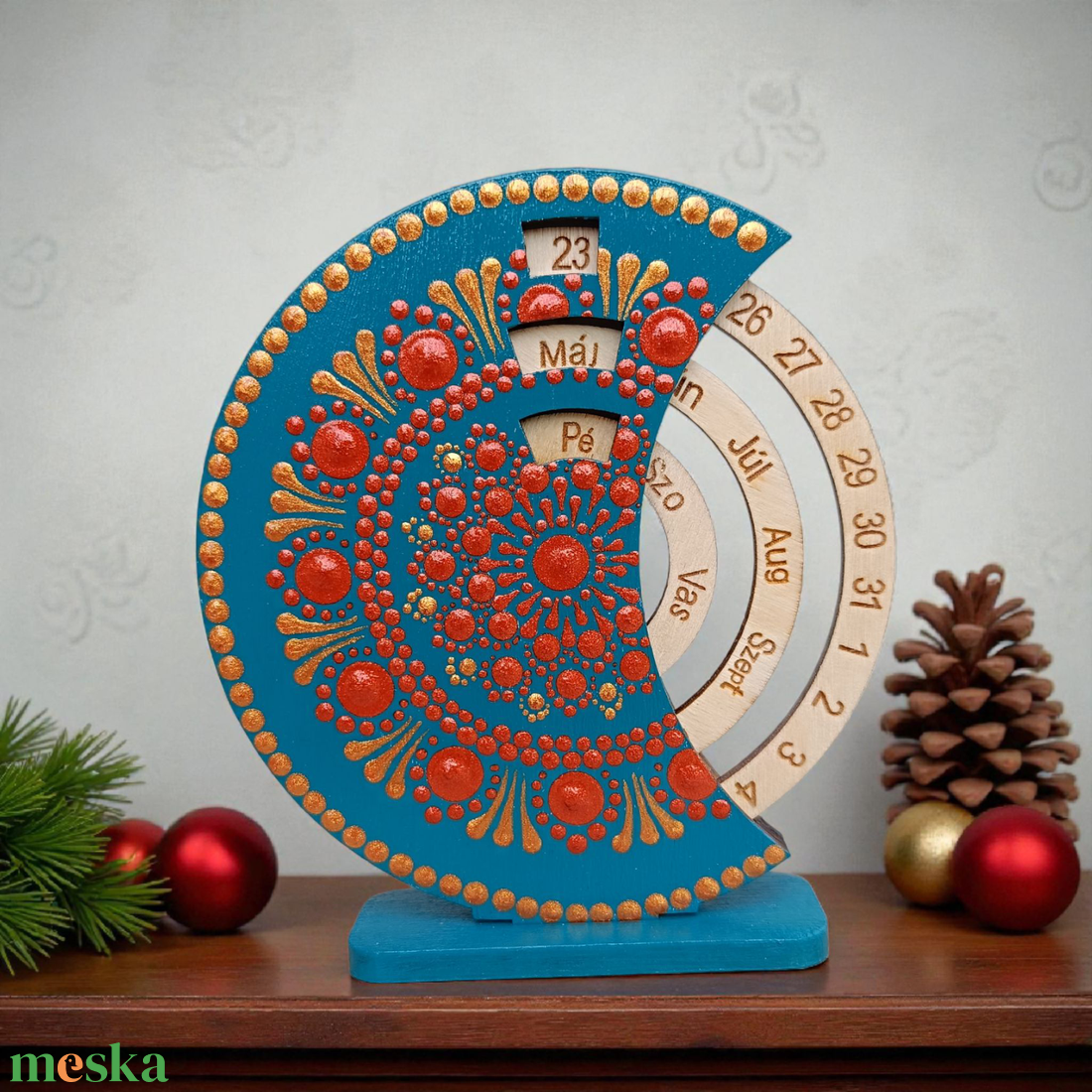 Mini öröknaptár - türkiz - vörösarany - otthon & életmód - dekoráció - fali és függő dekoráció - falinaptár & öröknaptár - Meska.hu