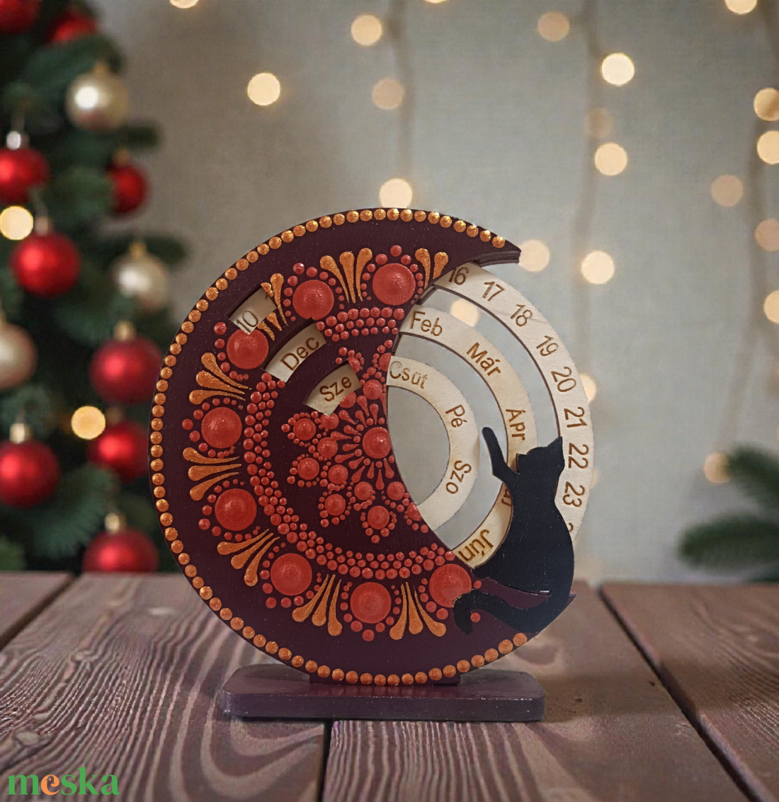 Mini cicás öröknaptár - padlizsán-vörösarany - otthon & életmód - dekoráció - fali és függő dekoráció - falinaptár & öröknaptár - Meska.hu