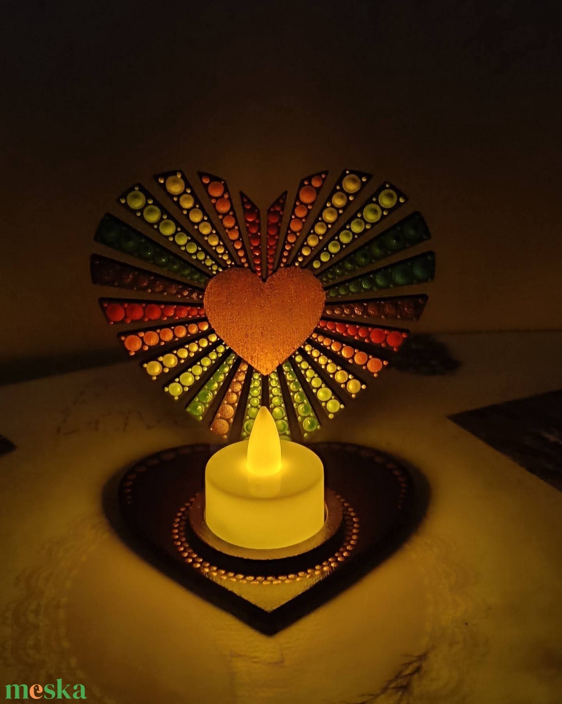 Mécsestartó árnyéklámpa - szív alakú - otthon & életmód - gyertya, illat, aroma - mécses és mécsestartó - Meska.hu