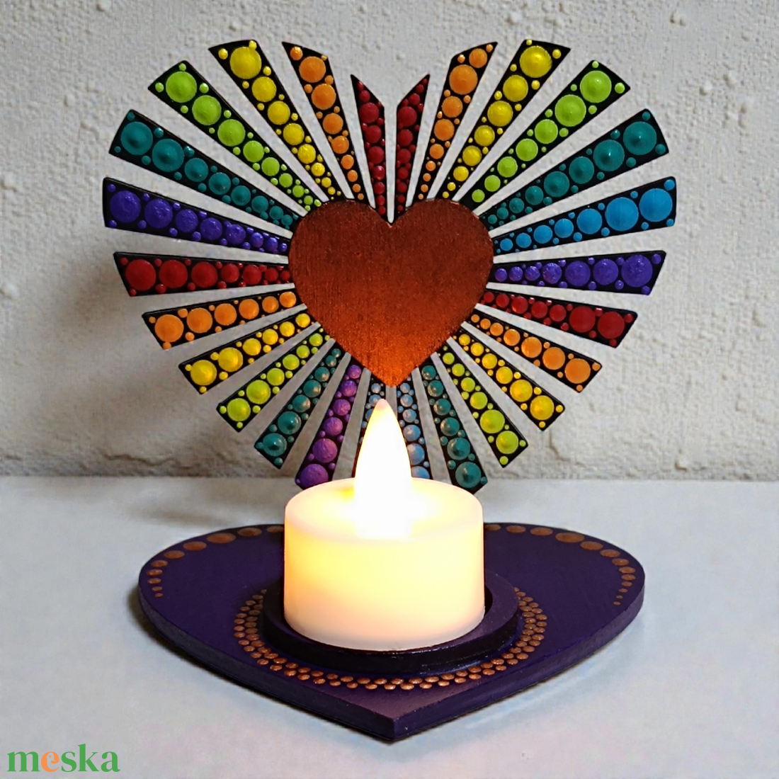Mécsestartó árnyéklámpa - szív alakú - otthon & életmód - gyertya, illat, aroma - mécses és mécsestartó - Meska.hu