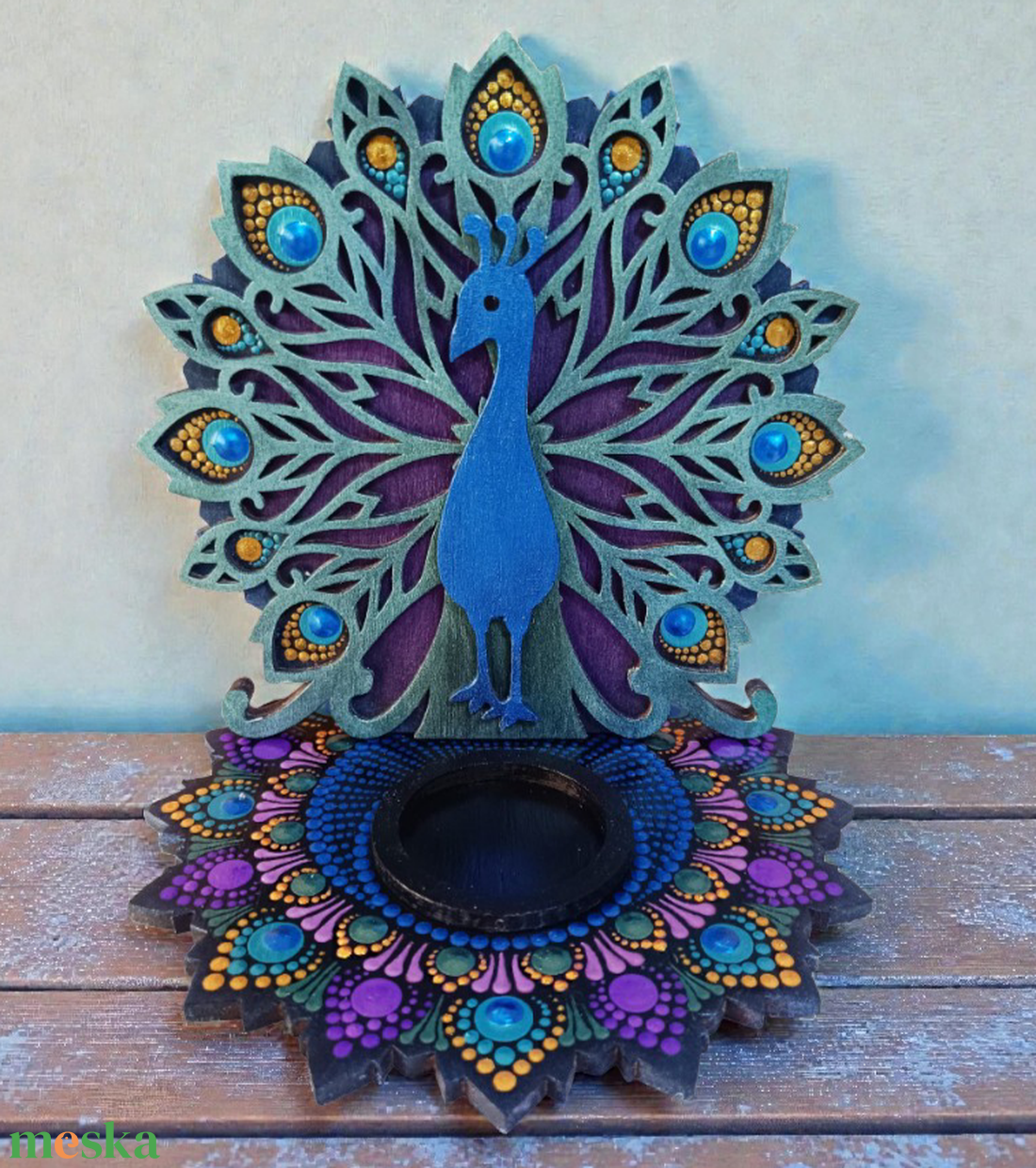 Mécsestartó - páva  - otthon & életmód - gyertya, illat, aroma - mécses és mécsestartó - Meska.hu