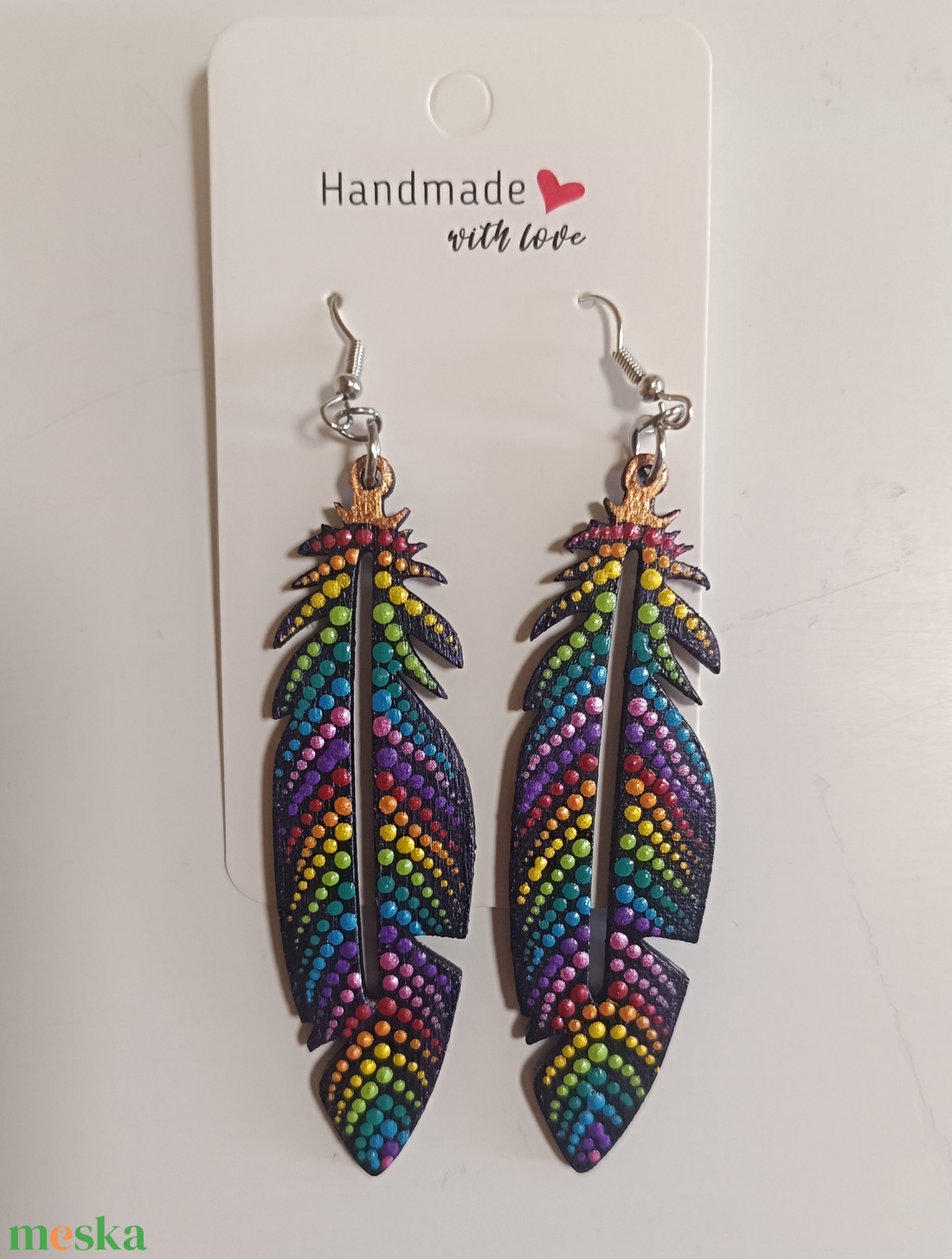 Toll alakú pontozott fülbevaló - ékszer - fülbevaló - lógó fülbevaló - Meska.hu