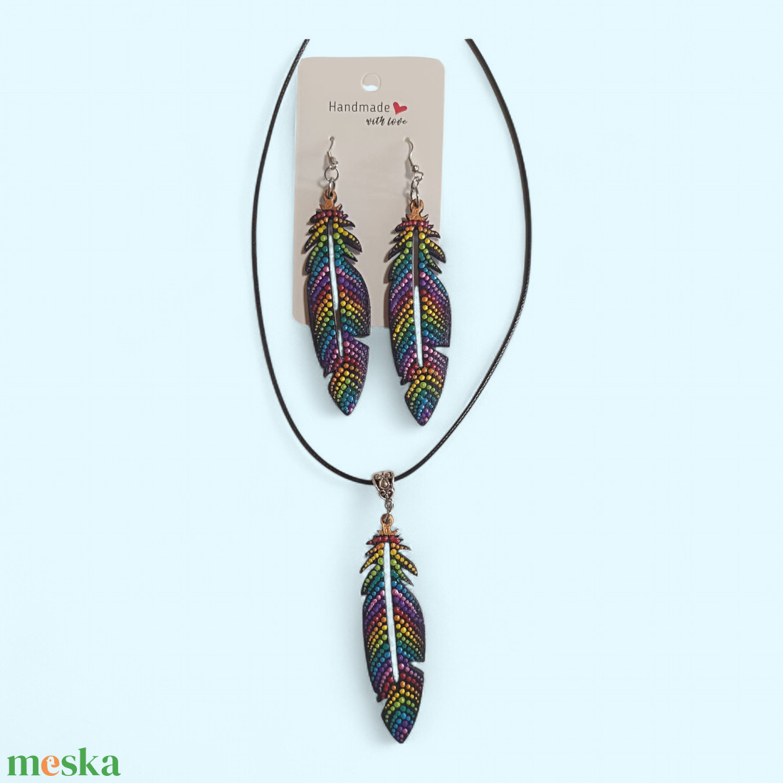 Toll alakú pontozott nyaklánc - ékszer - nyaklánc - medálos nyaklánc - Meska.hu